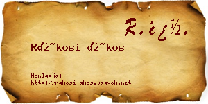 Rákosi Ákos névjegykártya